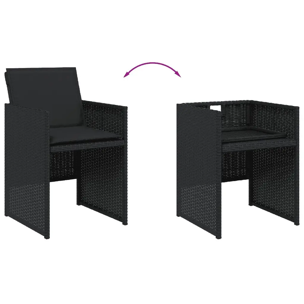 Garden Dining Set 17 Piece Outdoor Furniture Black PE Rattan Chairs Table