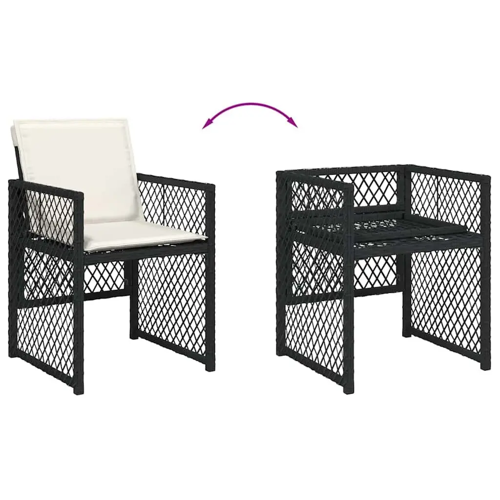 Outdoor Dining Set 5 Piece Garden Furniture Black Poly Rattan Chairs Table Patio