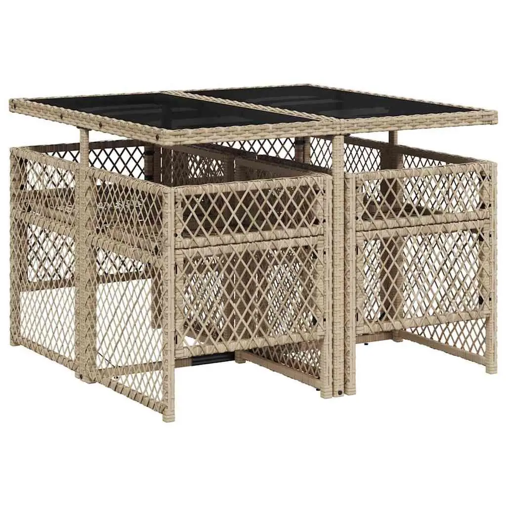 Garden Dining Set 5 Piece Outdoor Furniture with Cushions Beige Patio Table