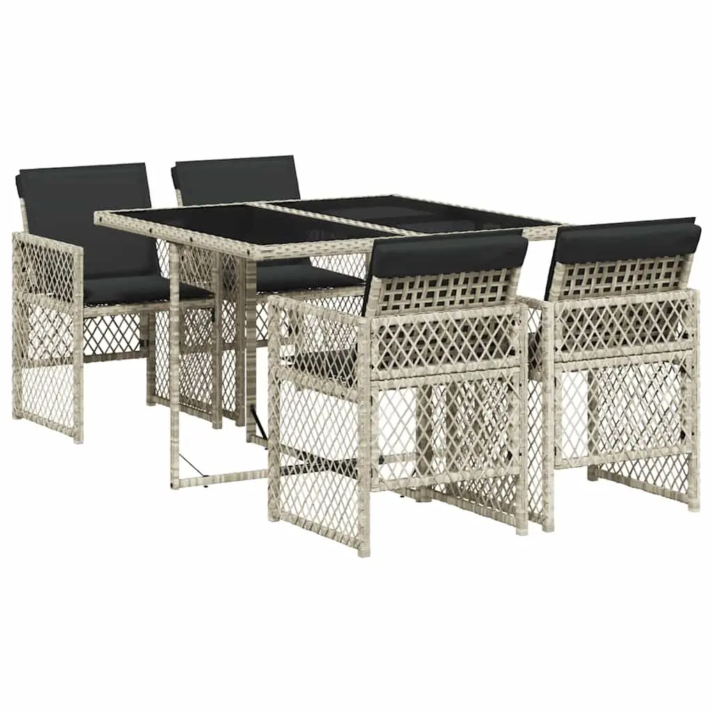 Garden Dining Set Grey 5 Piece Outdoor Furniture Poly Rattan Cushioned Patio