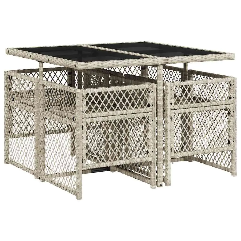 Garden Dining Set Grey 5 Piece Outdoor Furniture Poly Rattan Cushioned Patio
