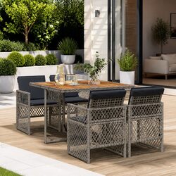 Stylish 5 Piece Garden Dining Set in Grey Rattan