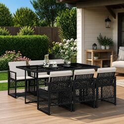 Compact 7 Piece Poly Rattan Outdoor Dining Set