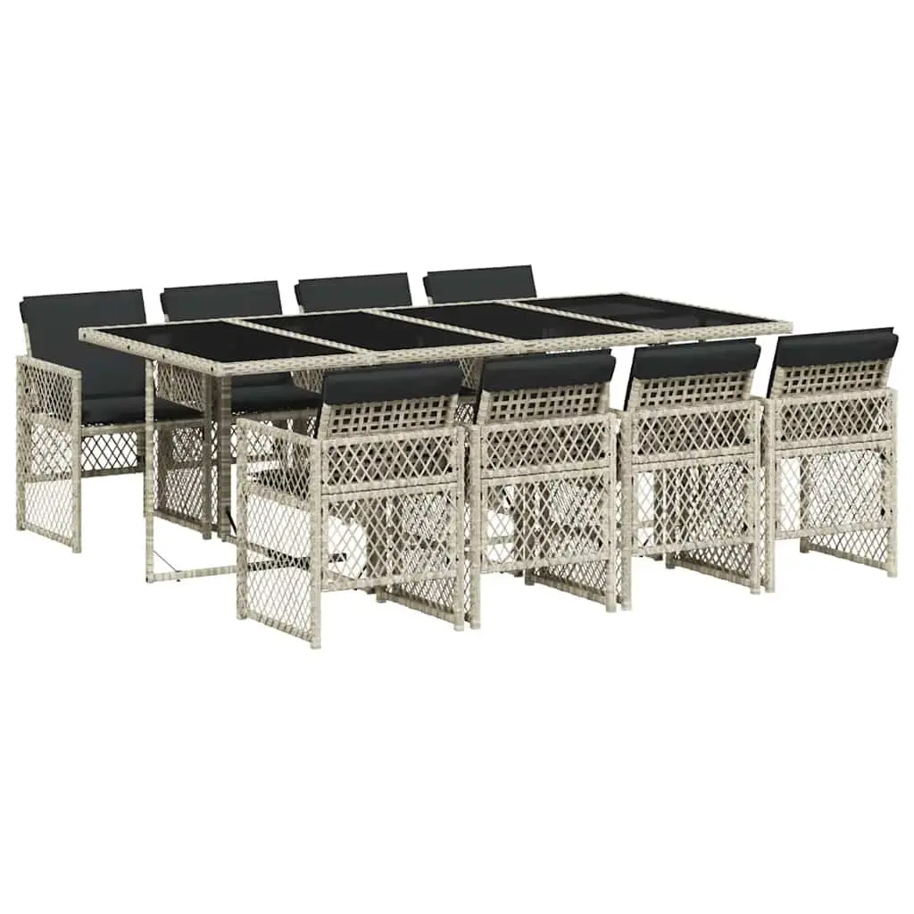 Garden Dining Set 9 Piece Outdoor Furniture Grey Poly Rattan Chairs Table Patio