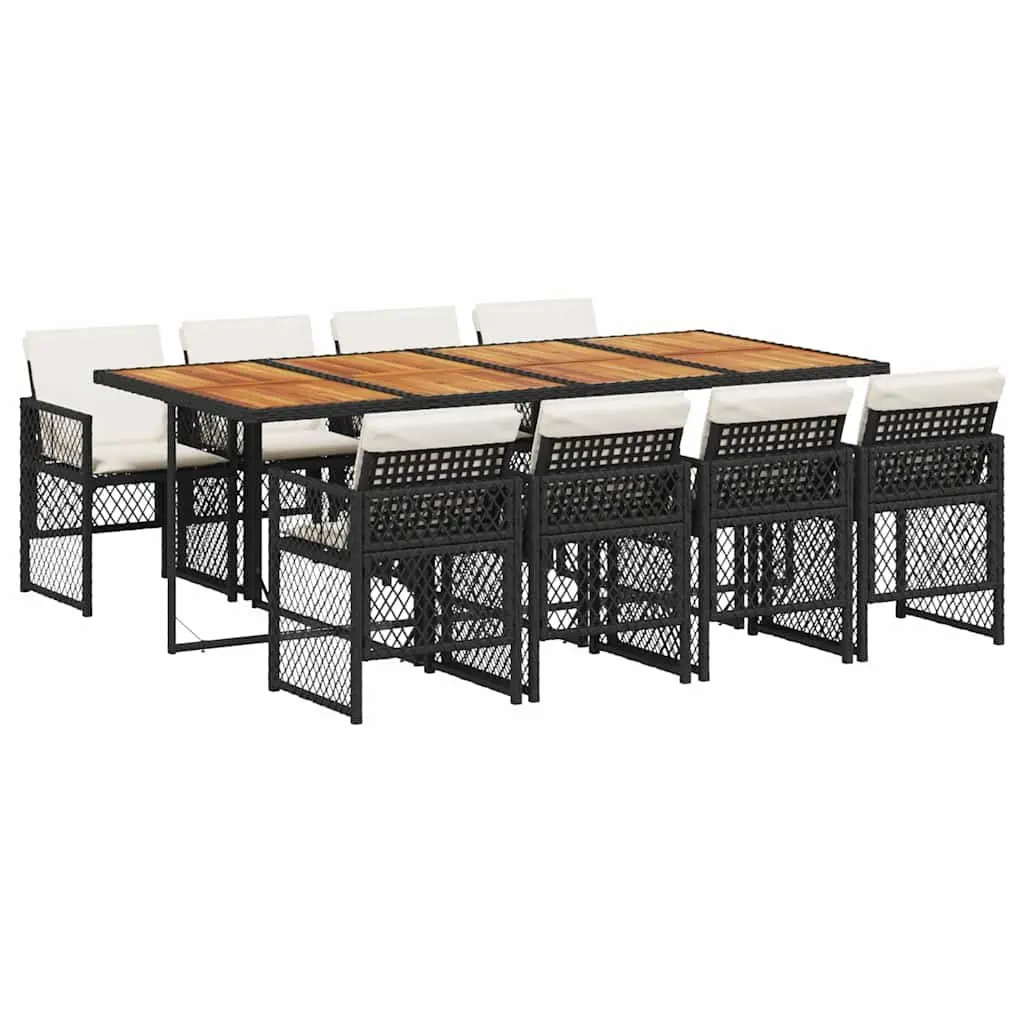 Outdoor Dining Set 9 Piece Garden Furniture Black PE Rattan Table Chairs