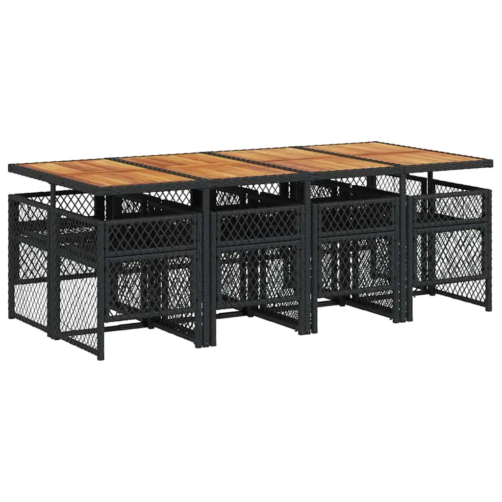Outdoor Dining Set 9 Piece Garden Furniture Black PE Rattan Table Chairs