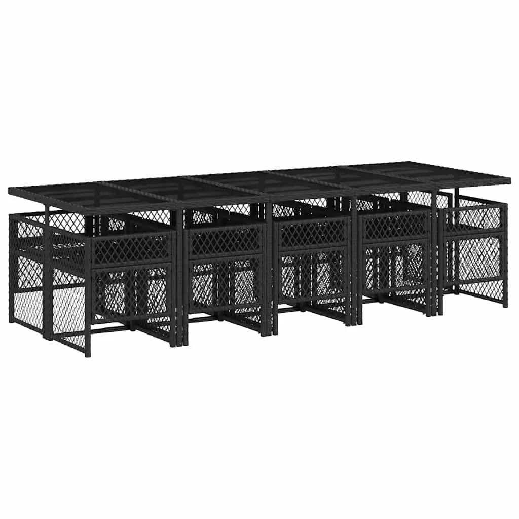 Garden Dining Set Black 11 Piece Outdoor Furniture with Cushions