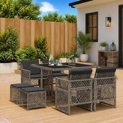 Concise 9 Piece Garden Dining Set with Cushions