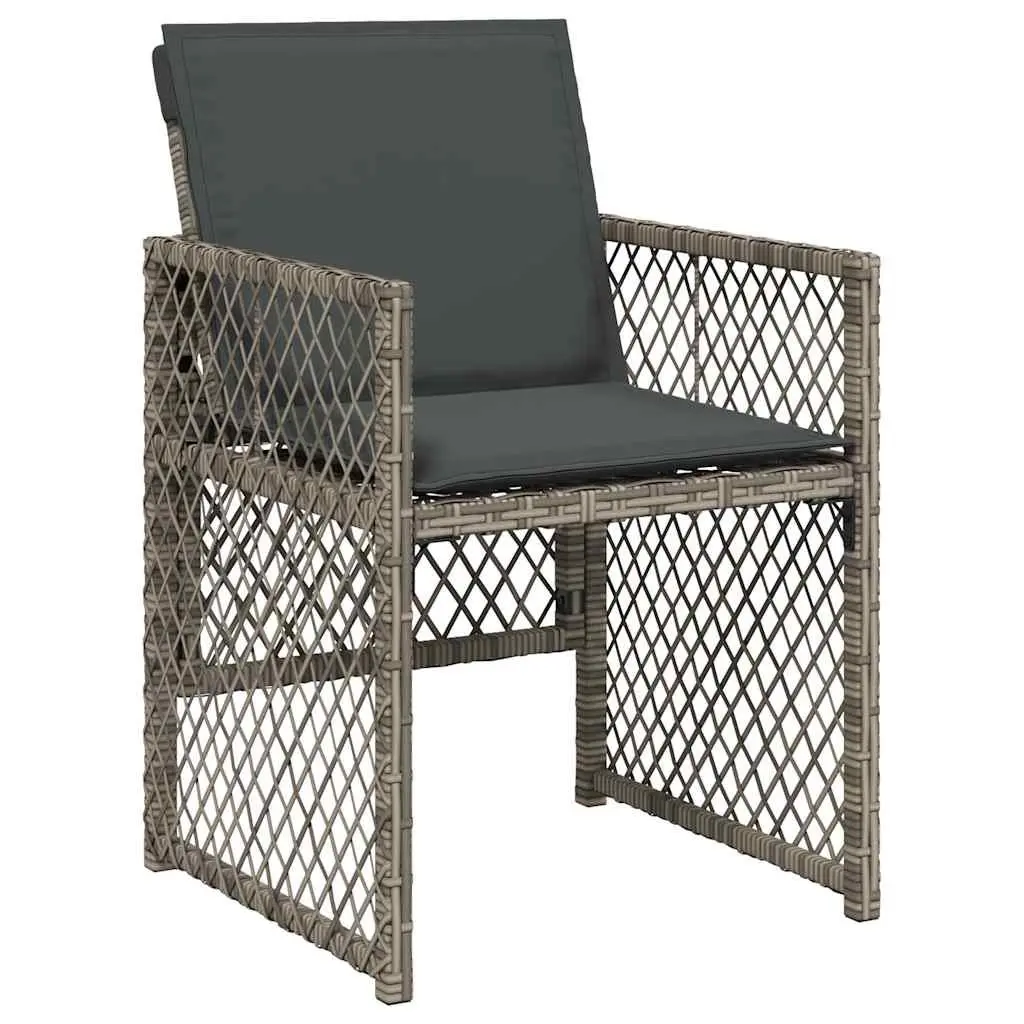 Garden Dining Set 9 Piece Outdoor Furniture with Cushions Grey Poly Rattan