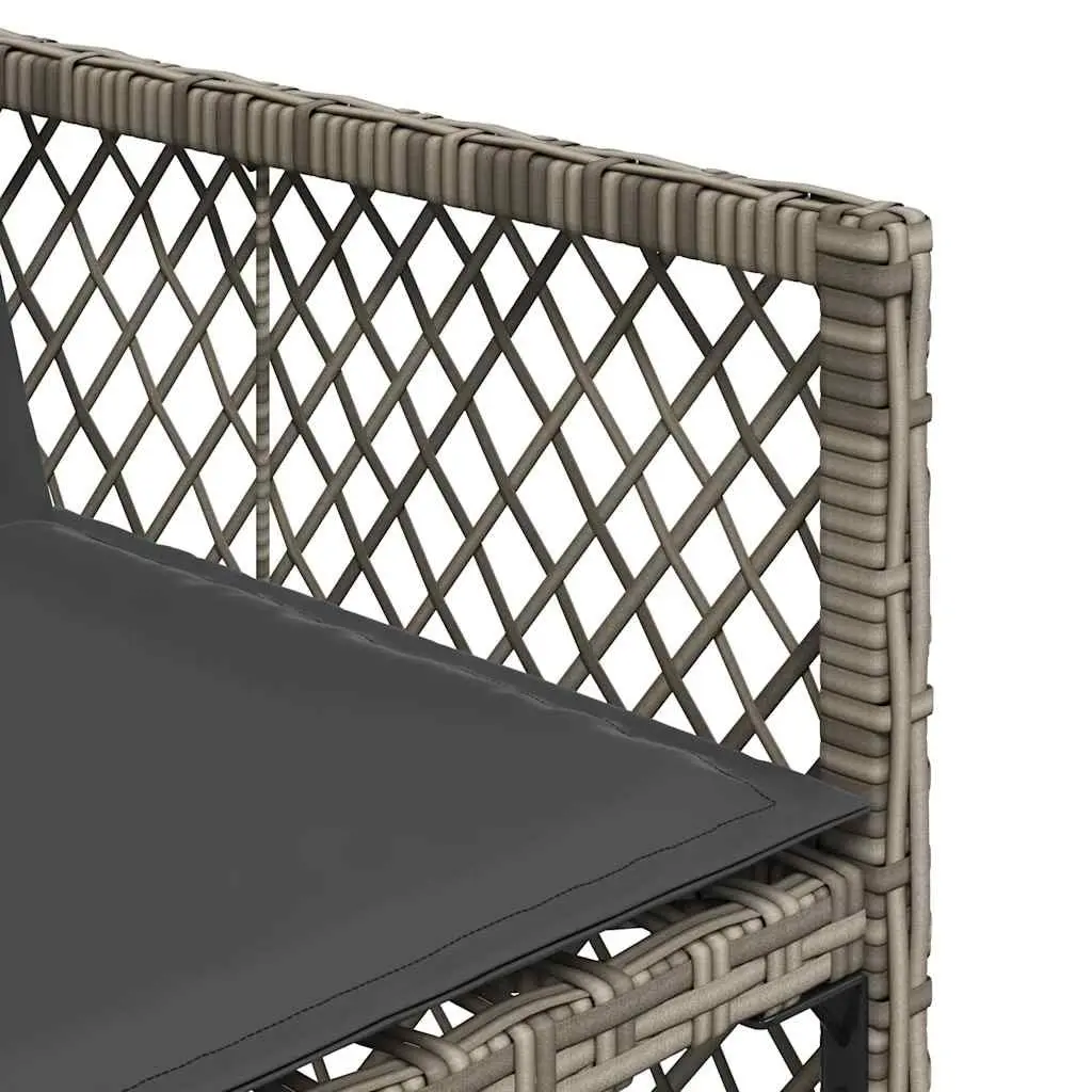 Garden Dining Set 9 Piece Outdoor Furniture with Cushions Grey Poly Rattan