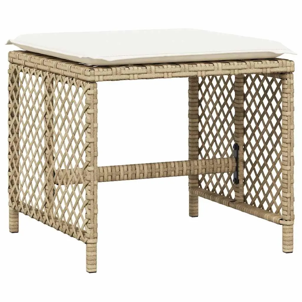 9 Piece Garden Dining Set Beige Outdoor Patio Furniture with Cushions Poly Rattan