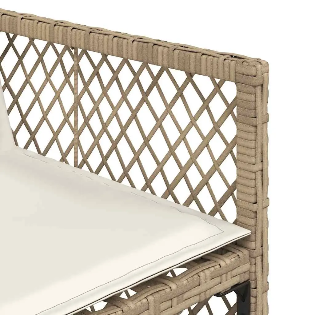 9 Piece Garden Dining Set Beige Outdoor Patio Furniture with Cushions Poly Rattan