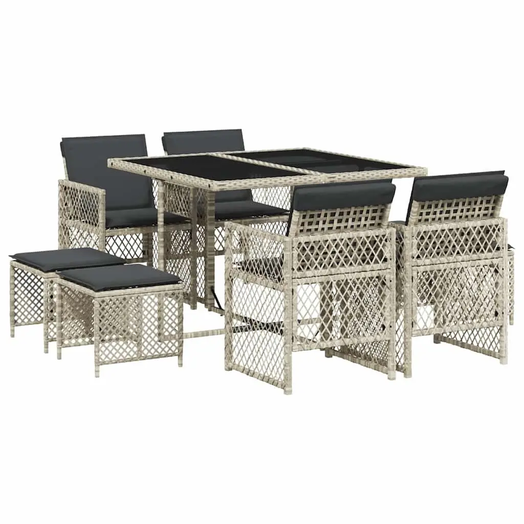 Garden Dining Set 9 Piece Outdoor Furniture Patio Table Chairs with Cushions