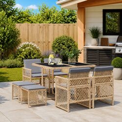 Concise 9 Piece Dining Set: Durable and Comfortable