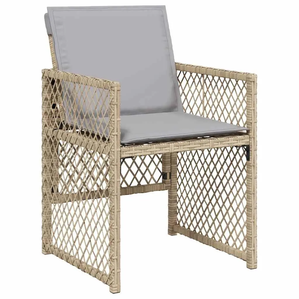 Garden Dining Set 9 Piece Outdoor Furniture Beige Poly Rattan Chairs Table Patio