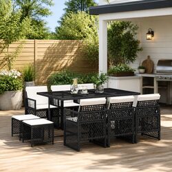 Compact 11 Piece Outdoor Dining Set for Convenience
