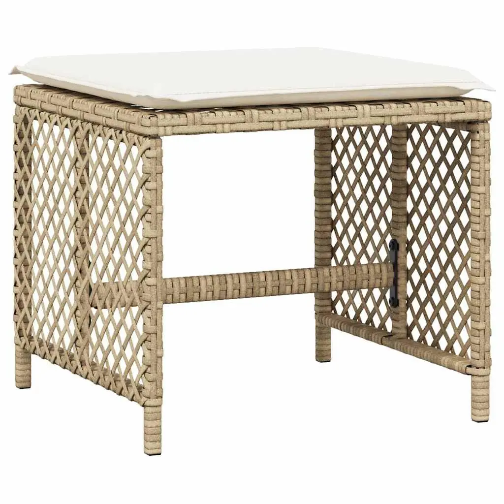 Garden Dining Set Beige 11 Piece Outdoor Furniture Patio PE Rattan Tempered Glass Table Thick Cushions