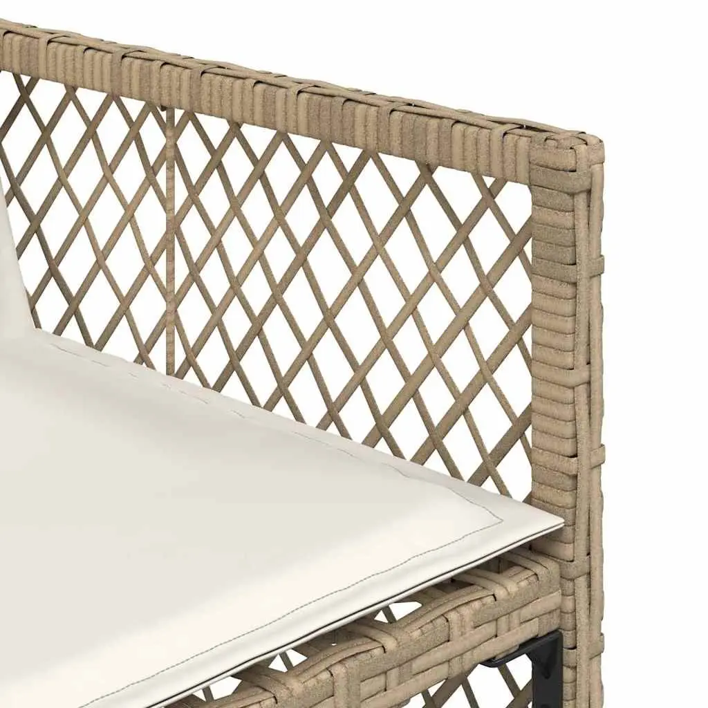 Garden Dining Set Beige 11 Piece Outdoor Furniture Patio PE Rattan Tempered Glass Table Thick Cushions