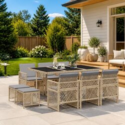 Compact and Stylish 11-Piece Dining Set for Outdoors