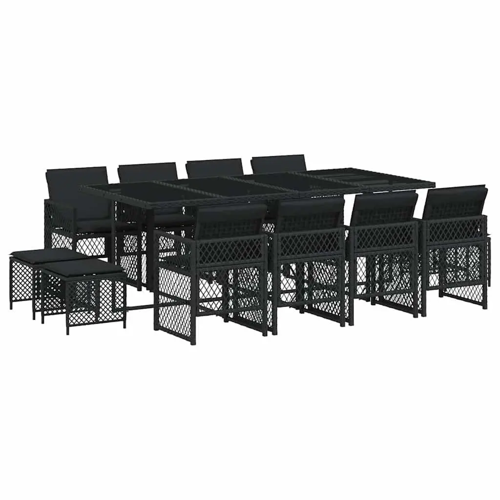 Garden Dining Set 13 Piece Outdoor Furniture Patio Table Chairs Cushions Black