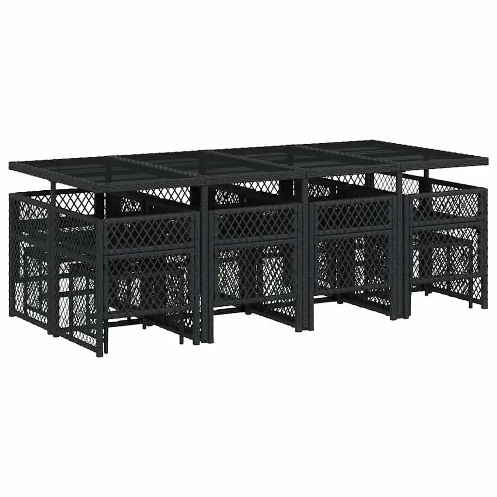 Garden Dining Set 13 Piece Outdoor Furniture Patio Table Chairs Cushions Black