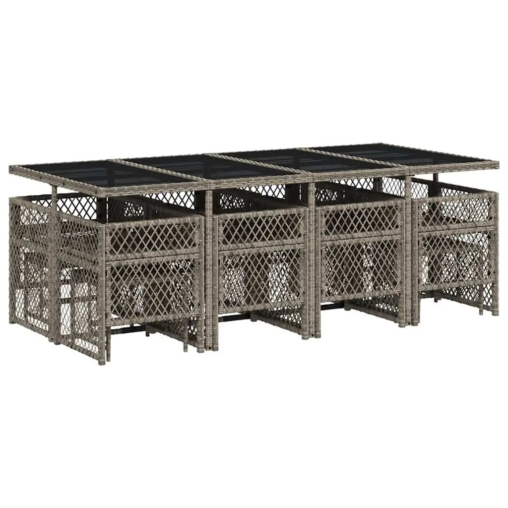 Garden Dining Set Grey 13 Piece Outdoor Furniture Poly Rattan Chairs Table