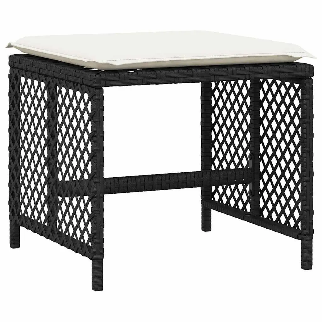Garden Dining Set 15 Piece Outdoor Patio Furniture with Cushions Black Rattan
