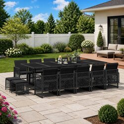 Concise 15 Piece Outdoor Garden Dining Set
