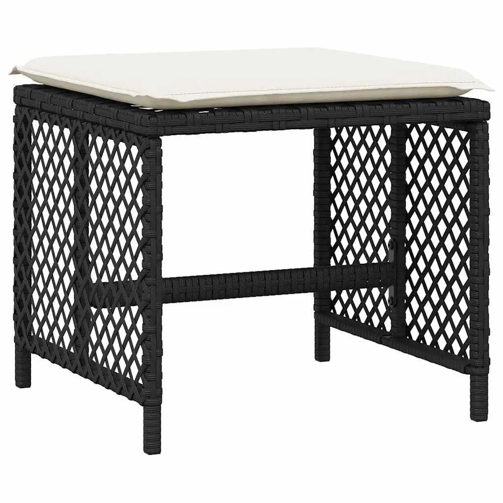 Garden Dining Set Black 17 Piece Poly Rattan Outdoor Furniture with Cushions