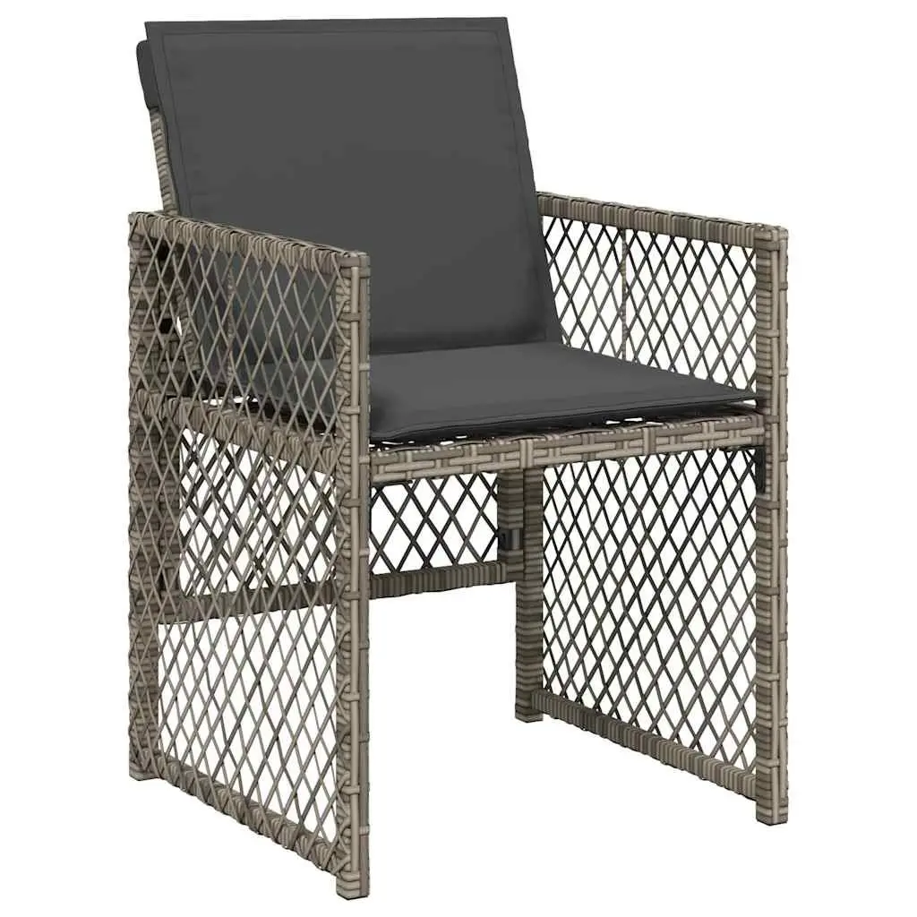 Garden Dining Set 17 Piece Outdoor Furniture Grey Poly Rattan with Cushions