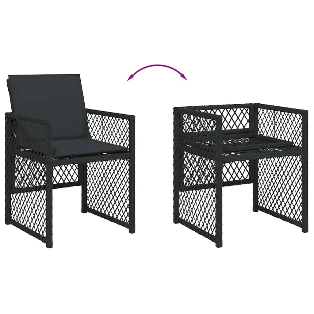 Outdoor Dining Set 9 Piece Garden Furniture Black Poly Rattan Chair Table Patio