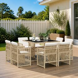 Compact and Stylish 9 Piece Outdoor Dining Set