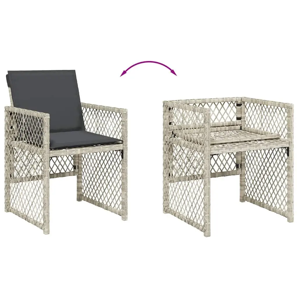 Garden Dining Set 9 Piece Outdoor Patio Furniture with Cushions Grey Poly Rattan