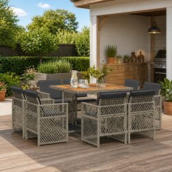 9 Piece Grey Garden Dining Set