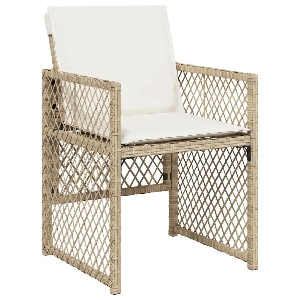 Garden Dining Set 11 Piece Outdoor Furniture Beige Poly Rattan with Cushions