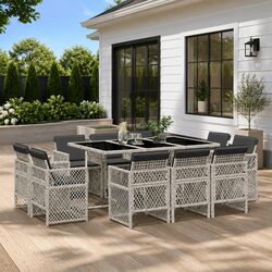 Compact and Stylish 11-Piece Grey Outdoor Dining Set