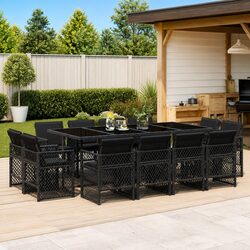 Compact 13-Piece Black Garden Dining Set for Your Patio