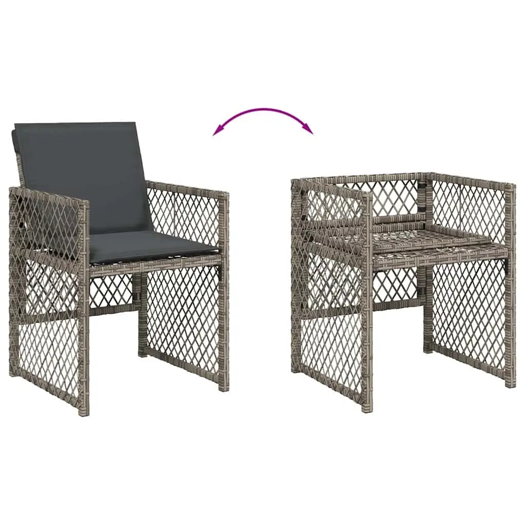 Garden Dining Set 13 Piece Grey Outdoor Furniture with Cushions Patio Table