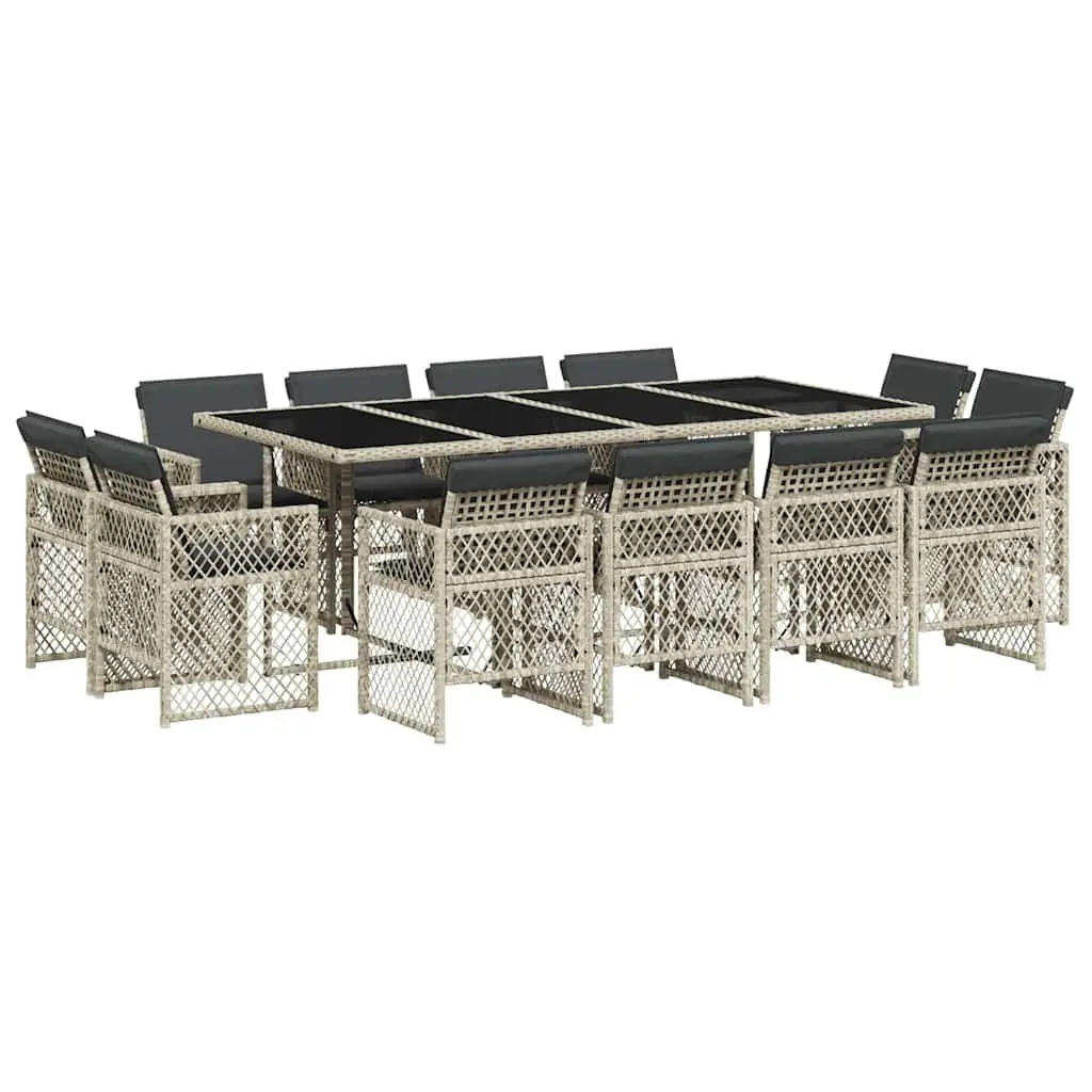 Garden Dining Set 13 Piece Grey Outdoor Furniture Patio Table Chairs Cushions