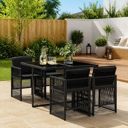 Quality 5-Piece Black Dining Set for Outdoor Enjoyment