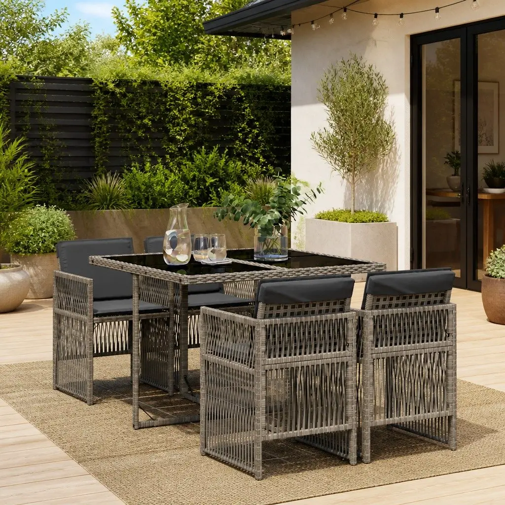 Grey Rattan Outdoor Dining Set