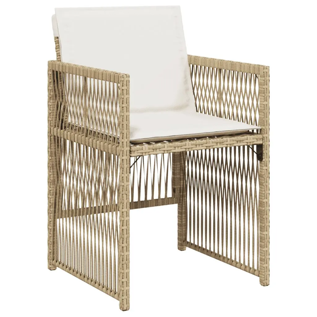 5 Piece Outdoor Dining Set Beige Poly Rattan Chairs Table Patio Furniture