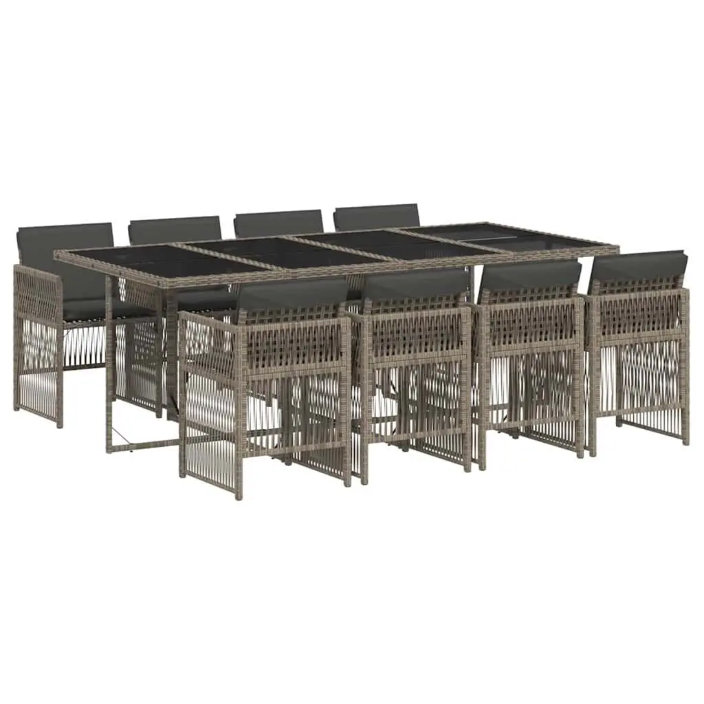 Garden Dining Set 9 Piece Grey Poly Rattan Outdoor Furniture Patio Table Chairs