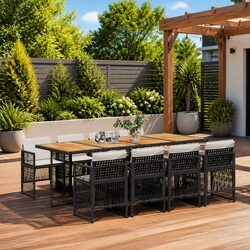 Compact 9-Piece Outdoor Dining Set with Foldable Chairs
