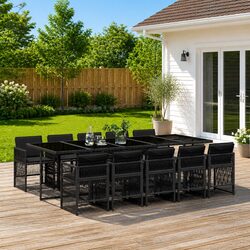 Concise 11-Piece Black Outdoor Dining Set