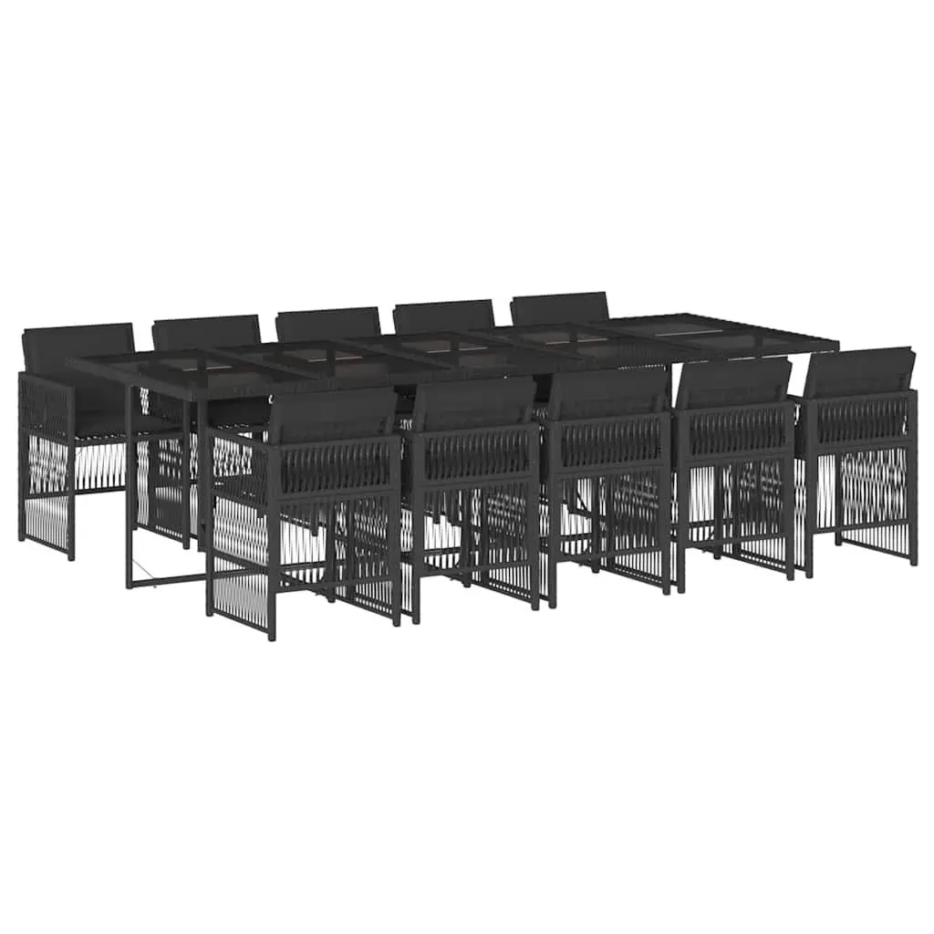 Garden Dining Set 11 Piece Outdoor Furniture Black Poly Rattan Chairs Table