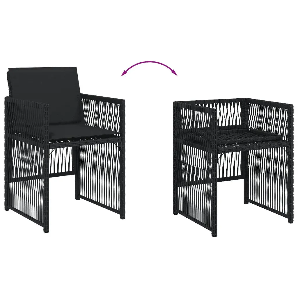 Garden Dining Set 11 Piece Outdoor Furniture Black Poly Rattan Chairs Table