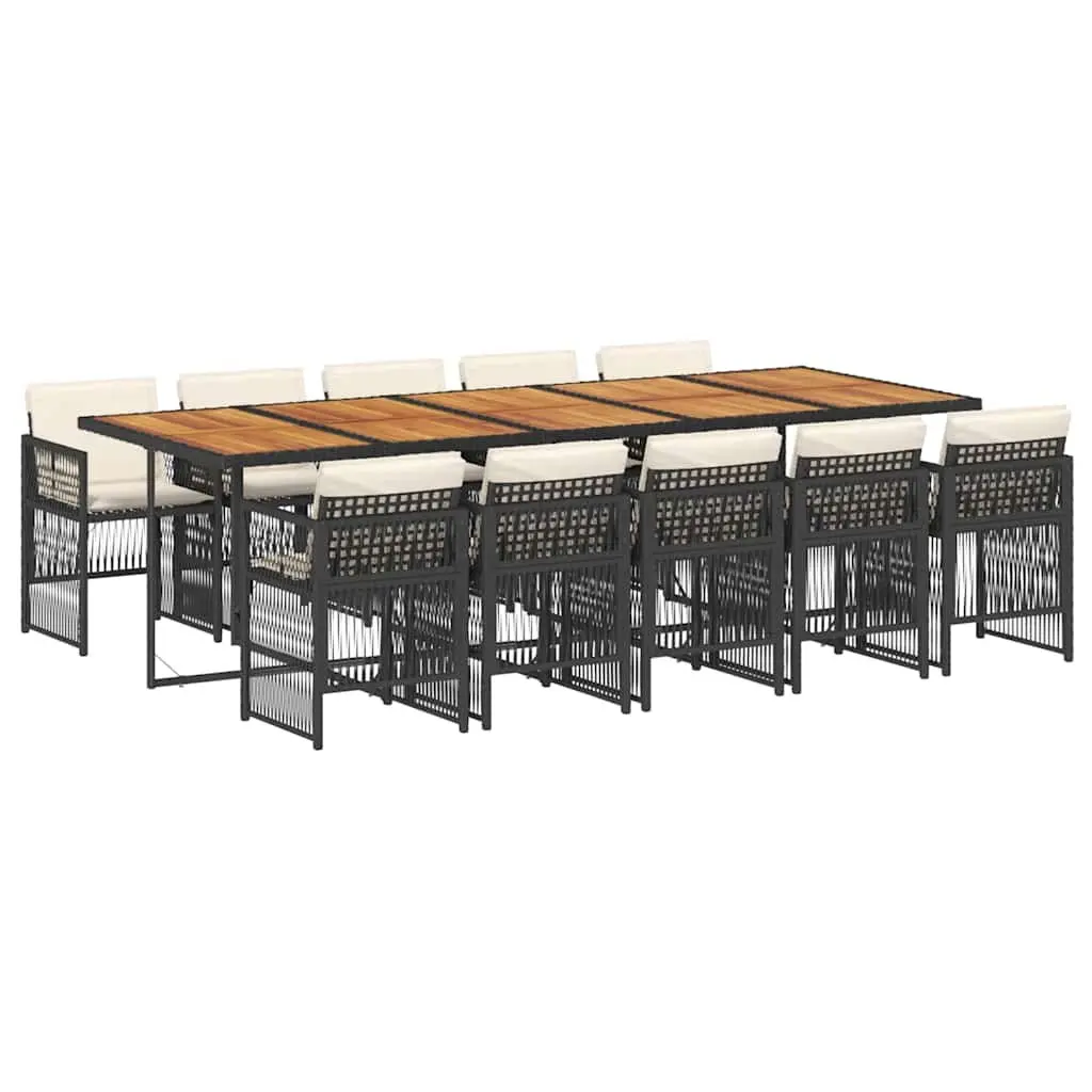 Garden Dining Set Black 11 Piece Poly Rattan Outdoor Furniture with Cushions
