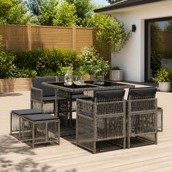 9 Piece Garden Dining Set for Outdoor Use