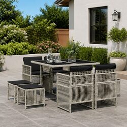 9-Piece Grey Outdoor Dining Set